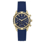Shop Guess Catalina Blue Gold Tone Blue Silicone Strap Watch For Women - W0562L2 in USA