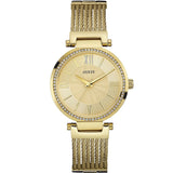 Guess Soho Champagne Dial Stainless Steel Mesh Bracelet Watch For Women - W0638L2