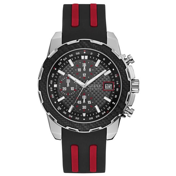 Shop Guess Octane Chronograph Black Dial Two Tone Silicone Strap Watch For Men - W1047G1 in USA