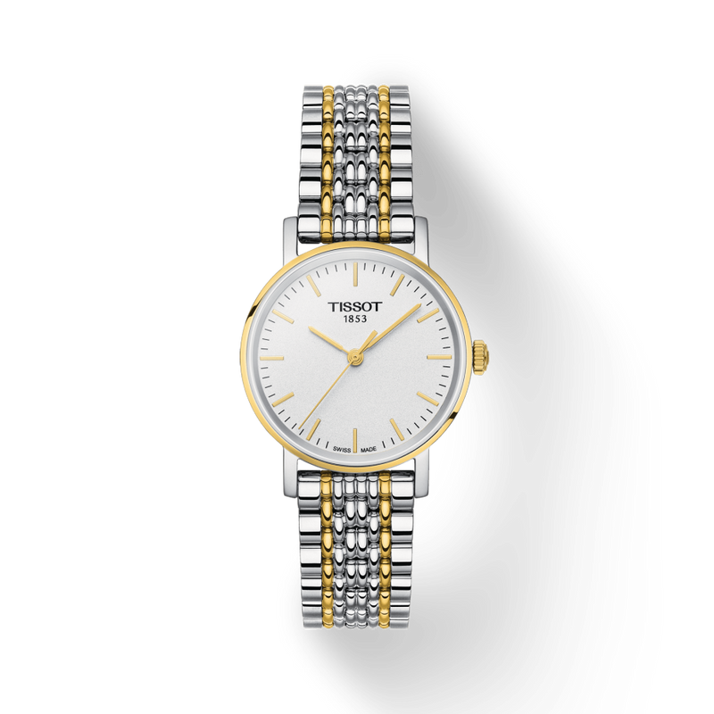 Tissot T Classic Everytime Small White Dial Two Tone Mesh Bracelet Watch For Women - T109.210.22.031.00 Buy Now By Tissot