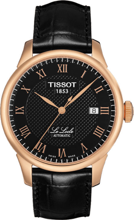 Shop Tissot T Classic Le Locle Automatic Black Dial Black Leather Strap Watch For Men - T41.5.423.53 in USA