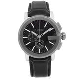 Gucci G Chrono Black Dial Black Leather Strap Watch For Men - YA101205