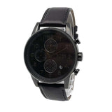 Hugo Boss Navigator Chronograph Black Dial Black Leather Strap Watch for Men - 1513497