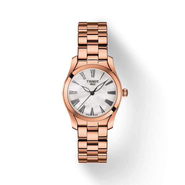 Tissot T Wave Mother of Pearl Dial Rose Gold Steel Strap Watch For Women - T112.210.33.113.00 Buy Now By Tissot