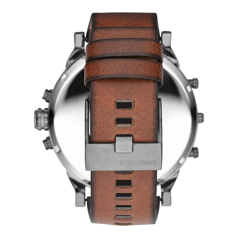 Shop Diesel Mr Daddy 2.0 Black Dial Brown Leather Strap Watch For Men - DZ7332 in USA