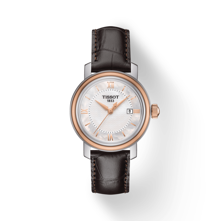 Tissot Bridgeport Lady White Dial Brown Leather Strap Watch For Women - T097.010.26.118.00