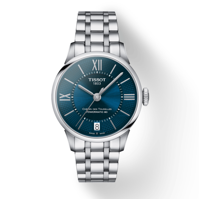 Tissot Chemin Des Tourelles Powermatic 80 Lady Blue Dial Silver Steel Strap Watch For Women - T099.207.11.048.00 Buy Now By Tissot