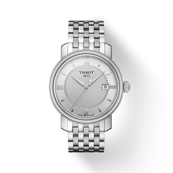 Shop Tissot T Classic Bridgeport Silver Dial Silver Mesh Bracelet Watch For Men - T097.410.11.038.00 in USA
