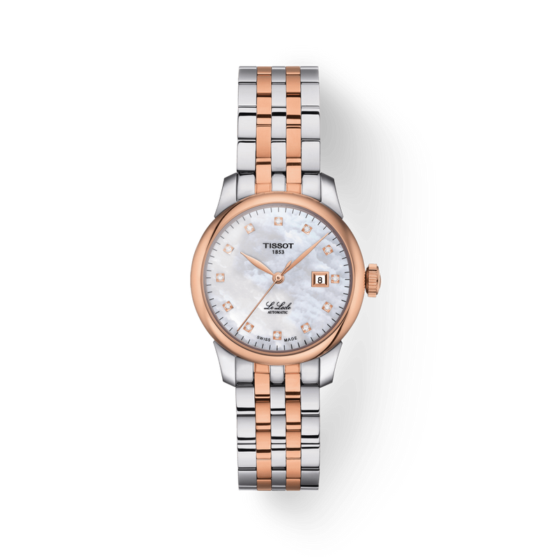 Tissot Le Locle Automatic Diamonds Mother of Pearl White Dial Two Tone Steel Strap Watch For Women - T006.207.22.116.00