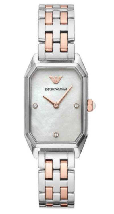 Emporio Armani Gianni T Bar Mother of Pearl Dial Two Tone Steel Strap Watch For Women - AR11146 Buy Now By Emporio Armani