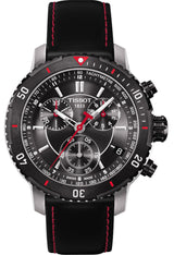 Tissot T Sport PRS 200 Chronograph Grey Dial Black Leather Strap Watch For Men - T067.417.26.051.00 Buy Now By Tissot