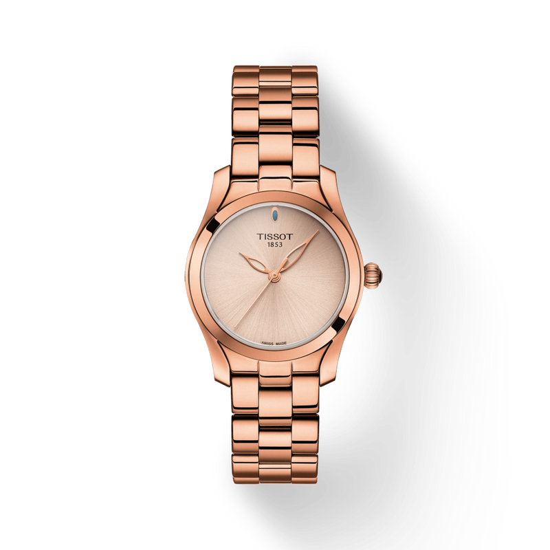 Tissot T Wave Cream Dial Rose Gold Steel Strap Watch For Women - T112.210.33.451.00 Buy Now By Tissot