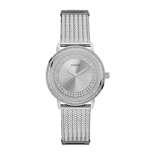 Shop Guess Quartz Silver Dial Willow Stainless Steel Mesh Bracelet Watch For Women - W0836L2 in USA