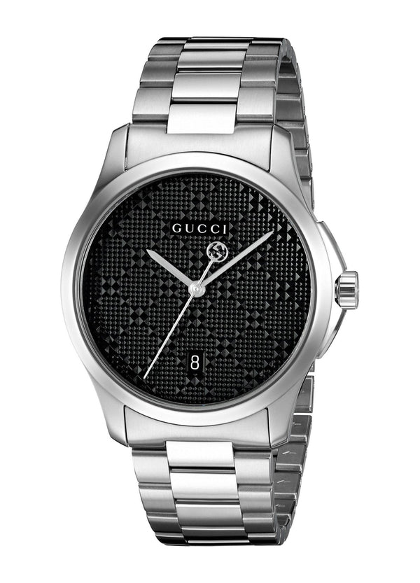 Shop Gucci G Timeless Quartz Stainless Steel Black Dial 27mm Watch For Men - YA126522 in USA