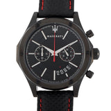 Maserati Circuito Black Dial Black Leather Strap Watch For Men - R8871627004