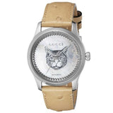 Gucci G Timeless Automatic Mother of Pearl Dial Brown Leather Strap Watch For Women - YA1264112 Buy Now By Gucci