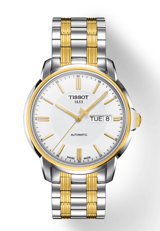 Shop Tissot T Classic Automatics III White Dial Two Tone Steel Strap Watch For Men - T065.430.22.031.00 in USA