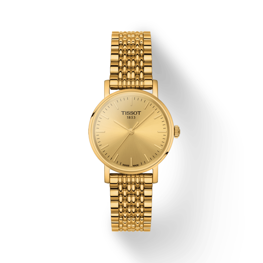 Tissot T Classic Everytime Desire Small Gold Dial Gold Mesh Bracelet Watch For Women - T109.210.33.021.00
