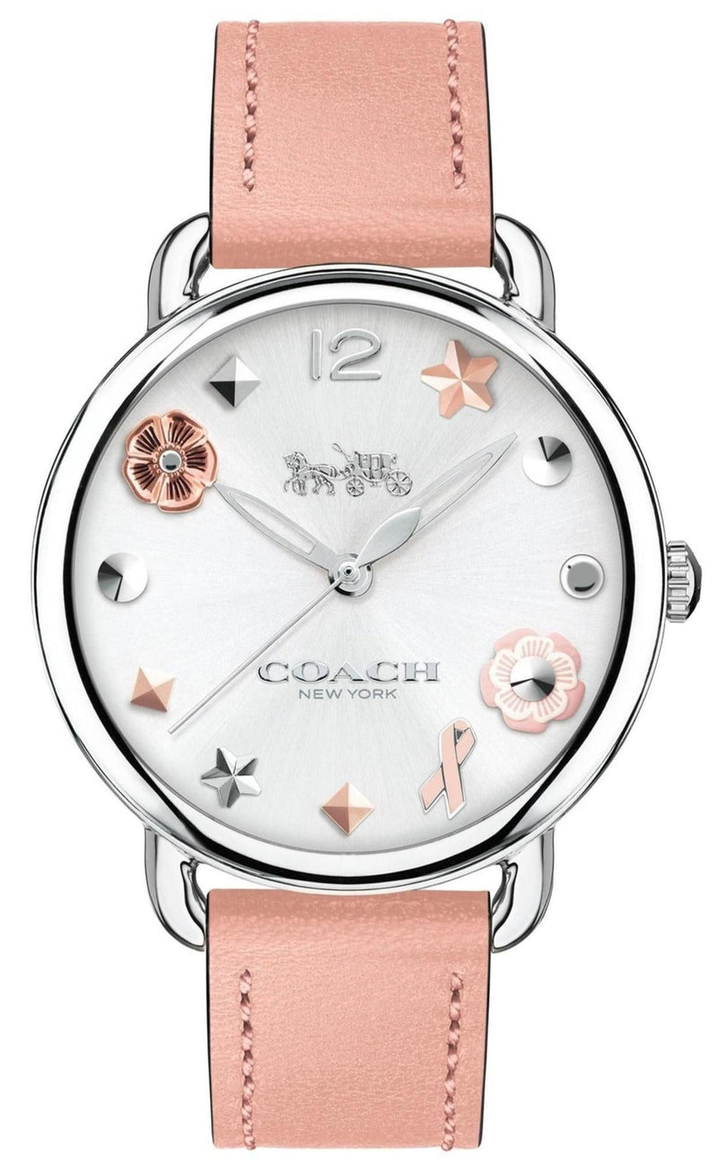 Shop Coach Tatum White Dial Pink Leather Strap Watch For Women - 14502799 in USA