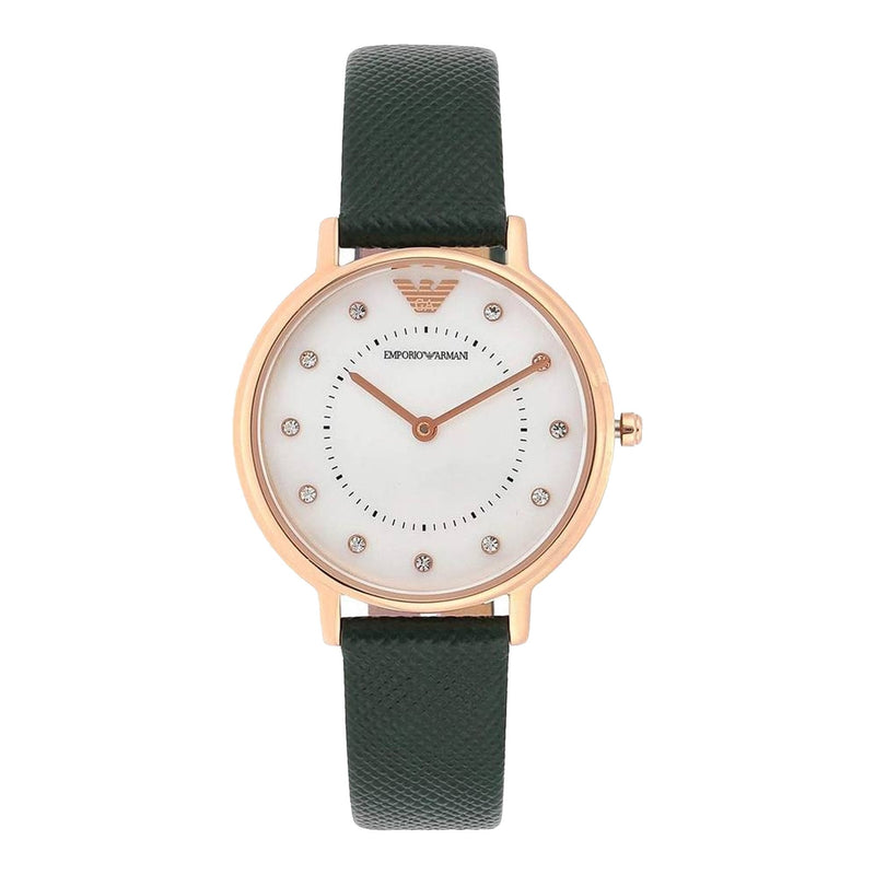 Emporio Armani Mother of Pearl Dial Green Leather Strap Watch For Women - AR11150 Buy Now By Emporio Armani