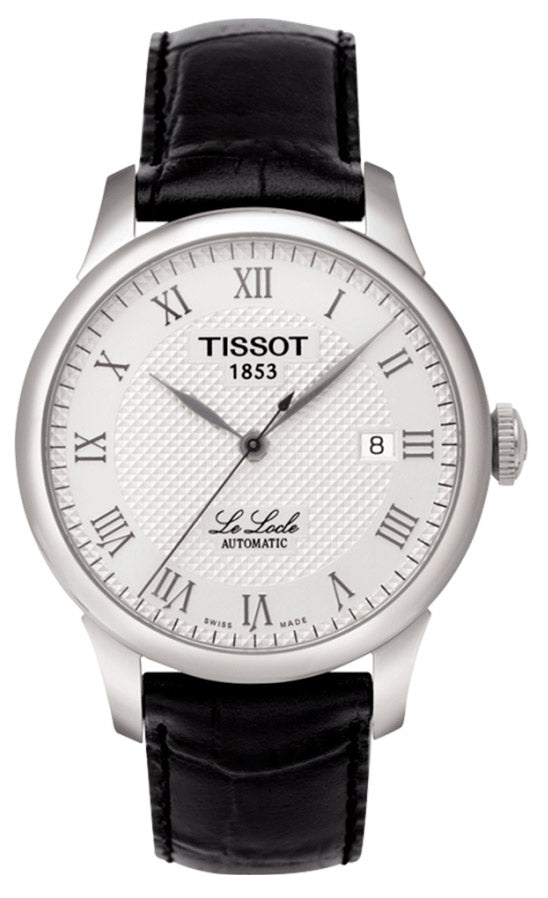 Shop Tissot T Classic Le Locle Automatic Silver Dial Black Leather Strap Watch For Men - T41.1.423.33 in USA