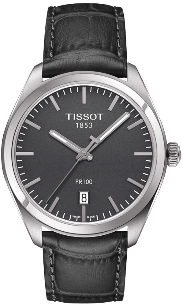 Shop Tissot PR 100 Quartz Leather Strap Watch For Men - T101.410.16.441.00 in USA