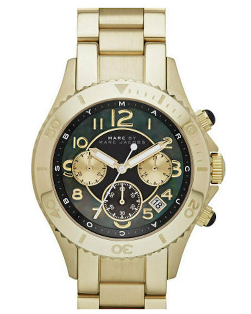 Marc Jacobs Rock Chronograph Black Dial Gold Steel Strap Watch for Women - MBM3253 Buy Now By Marc Jacobs