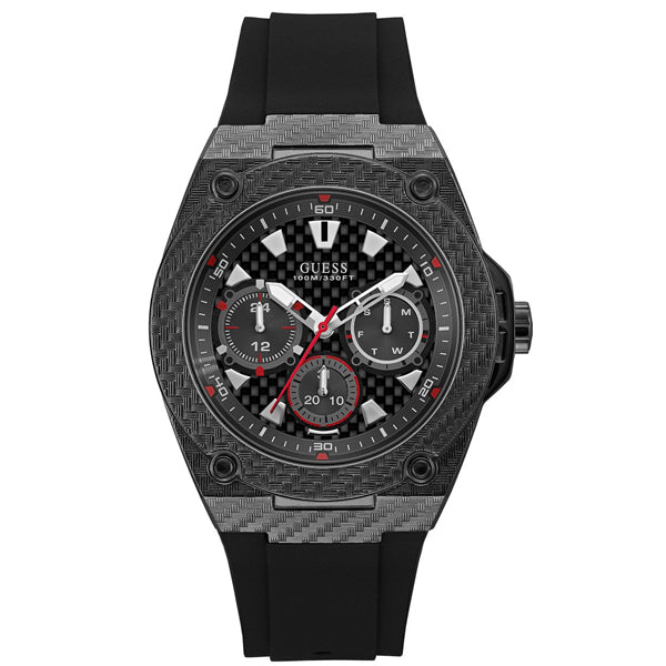Shop Guess Legacy Black Dial Black Rubber Strap Watch For Men - W1048G2 in USA