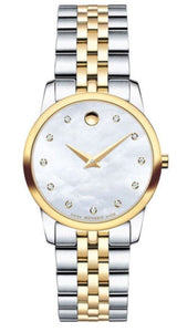 Movado Museum Classic Diamonds Mother of Pearl Dial Two Tone Steel Strap Watch For Women - 0606613 Buy Now By Movado