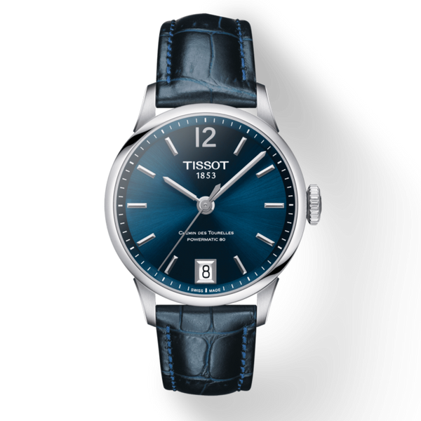 Tissot Chemin Des Tourelles Powermatic 80 Lady Blue Dial Blue Leather Strap Watch For Women - T099.207.16.047.00 Buy Now By Tissot