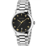 Gucci G Timeless Black Dial Silver Steel Strap Watch For Women - YA1264029