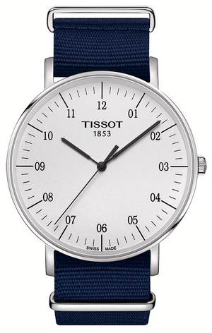 Tissot T Classic Everytime Large White Dial Blue NATO Strap Watch For Men - T109.610.17.037.00