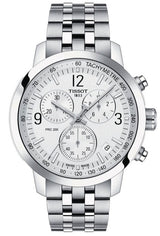 Tissot T Sport PRC 200 Chronograph White Dial Silver Steel Strap Watch For Men - T114.417.11.037.00 Buy Now By Tissot