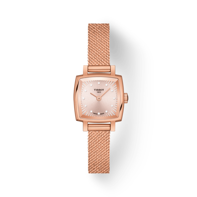 Shop Tissot Lovely Square Lady Quartz Rose Gold Dial Rose Gold Mesh Bracelet Watch For Women - T058.109.33.456.00 in USA