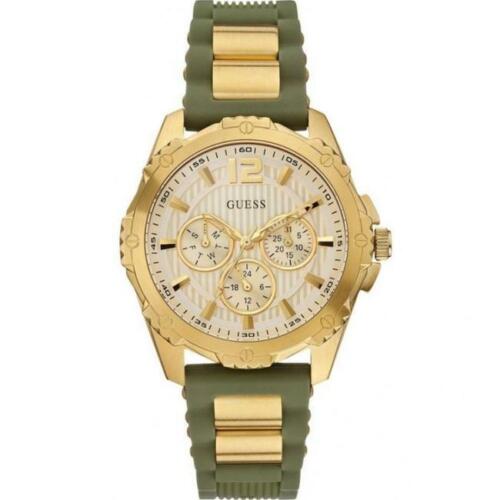Shop Guess Interpid 2 Golden Dial Two Tone Silicon Strap Watch For Women - W0325L5 in USA