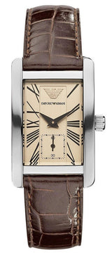 Emporio Armani Classic Beige Dial Brown Leather Strap Watch For Women - AR0155 Buy Now By Emporio Armani