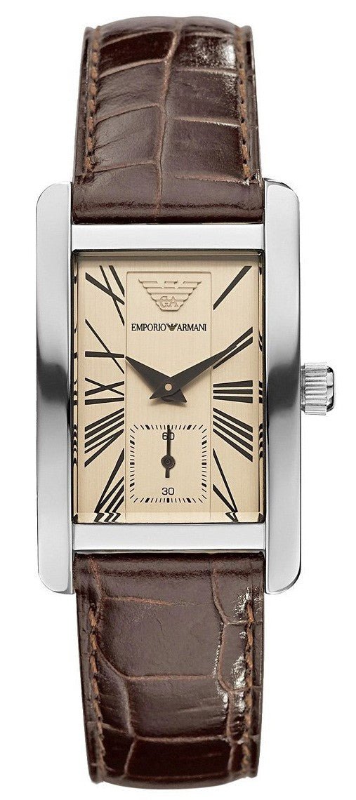 Emporio Armani Classic Beige Dial Brown Leather Strap Watch For Women - AR0155 Buy Now By Emporio Armani