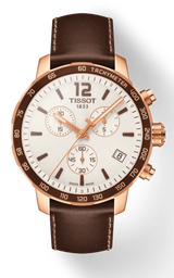 Tissot Quickster Chronograph White Dial Brown Leather Strap Watch For Men - T095.417.36.037.02 Buy Now By Tissot