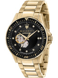 Maserati SFIDA Black Dial Yellow Gold Toned Stainless Steel Watch For Men - R8823140003