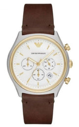 Emporio Armani Chronograph White Dial Brown Leather Strap Watch For Men - AR11033 Buy Now By Emporio Armani
