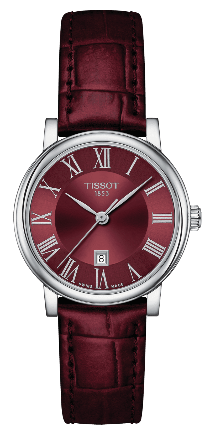 Tissot Carson Premium Lady Maroon Dial Maroon Leather Strap Watch For Women - T122.210.16.373.00 Buy Now By Tissot