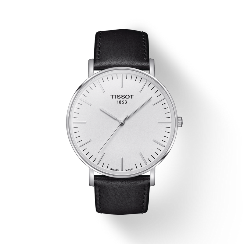 Tissot T Classic Everytime Large White Dial Black Leather Strap Watch For Men - T109.610.16.031.00 Buy Now By Tissot