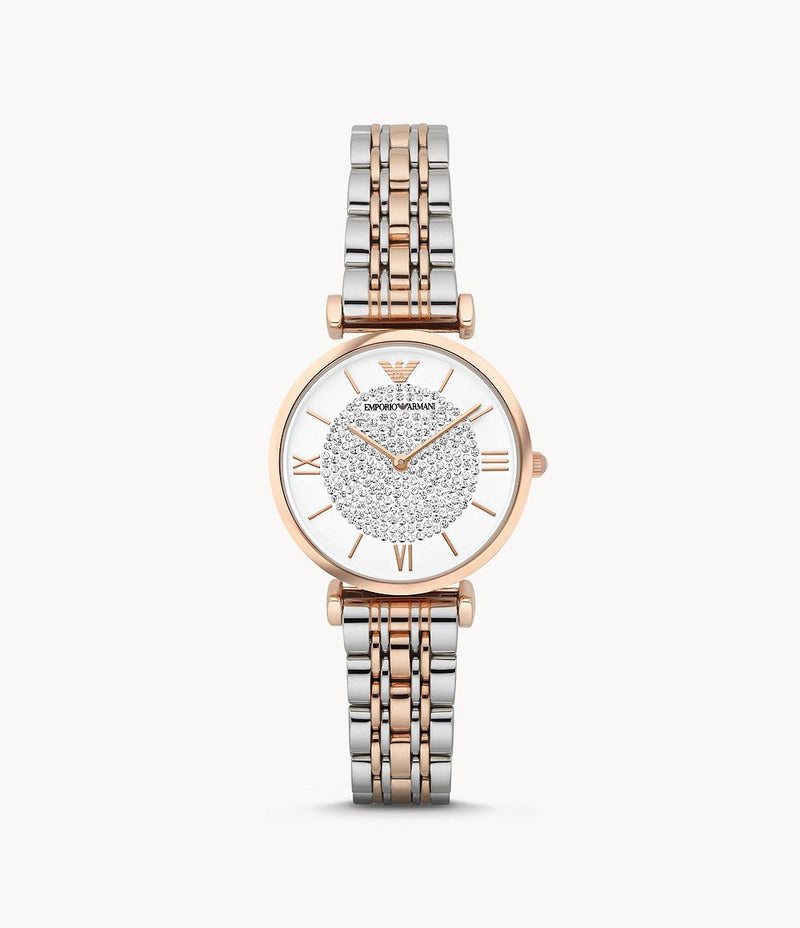 Emporio Armani Gianni T Bar White Dial Two Tone Steel Strap Watch For Women - AR1926 Buy Now By Emporio Armani