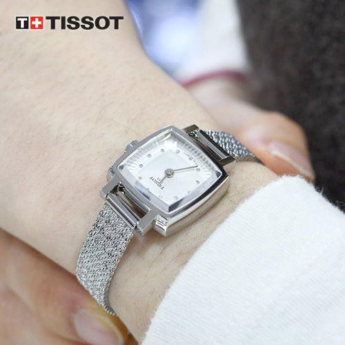 Shop Tissot Lovely Square Silver Dial Silver Mesh Bracelet Watch For Women - T058.109.11.036.00 in USA