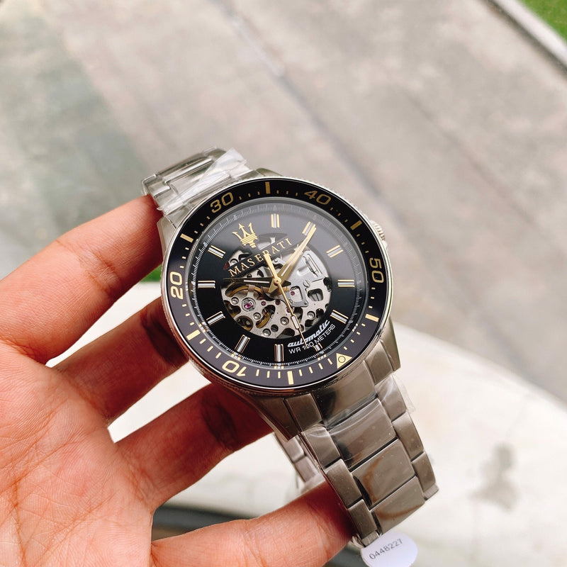 Maserati SFIDA Automatic Black Dial Silver Steel Strap Watch For Men - R8823140002 Buy Now By Maserati