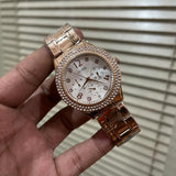 Guess Bedazzle Diamonds Silver Dial Rose Gold Steel Strap Watch For Women - W1097L3 Buy Now By Guess