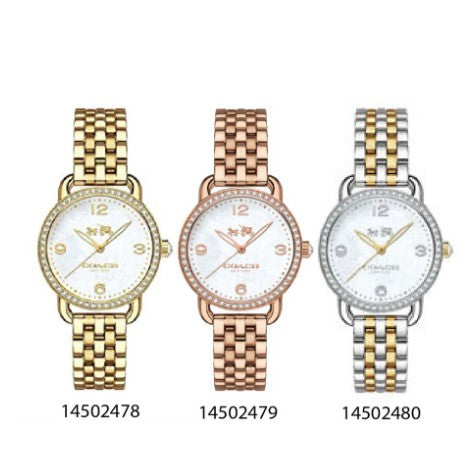 Coach Delancey Mother of Pearl Dial Gold Steel Strap Watch for Women - 14502478 Buy Now By Coach