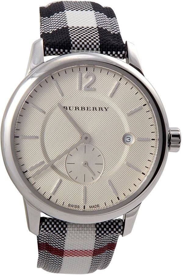Shop Burberry The Classic Horseferry Silver Dial Black Leather Strap Watch for Men - BU10002 in USA