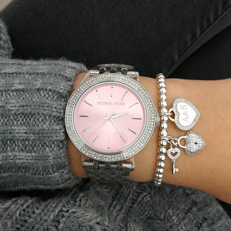 Michael Kors Darci Crystal Pink Dial Silver Stainless Steel Strap Watch for Women - MK3352 Buy Now By Michael Kors