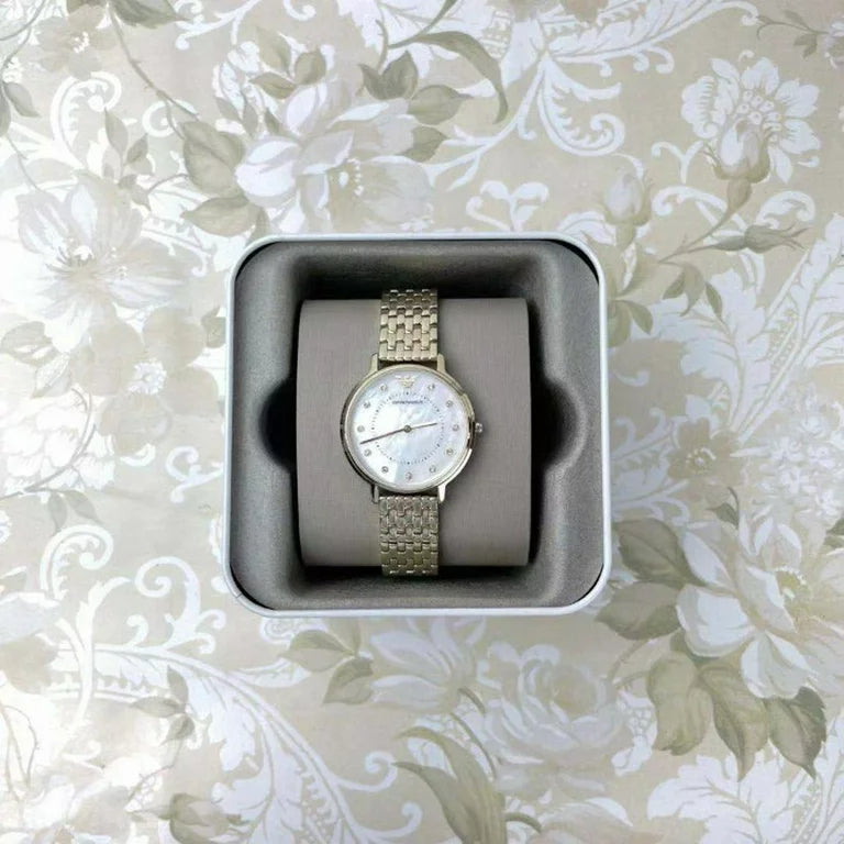 Emporio Armani Dress Analog Mother of Pearl Dial Gold Steel Strap Watch For Women - AR11007 Buy Now By Emporio Armani